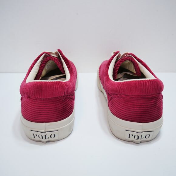 NEW POLO RALPH LAUREN KEATON CORDUROY SNEAKER SHOE RED MENS SIZE - 8 - Picture 4 of 7